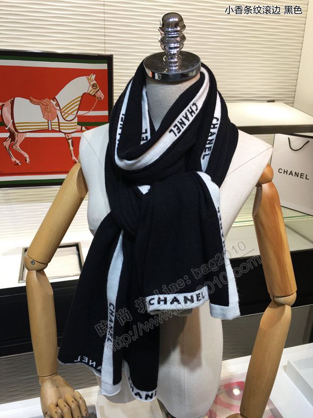 CHANEL圍巾 香奈兒軟糯羊絨針織長巾 最新款 小香條紋滾邊女圍巾  llwj6902